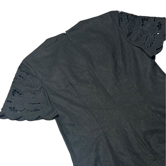 KOBI HALPERIN black Lisa Eyelet short sleeve linen blend mini Dress size small - Picture 7 of 8